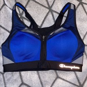 Champion blue and black sports bra.